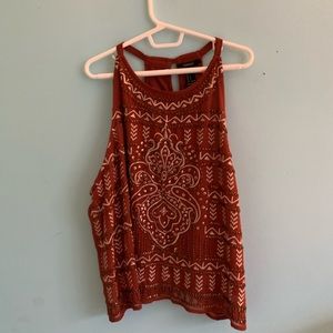 rust orange beaded tank top // forever 21